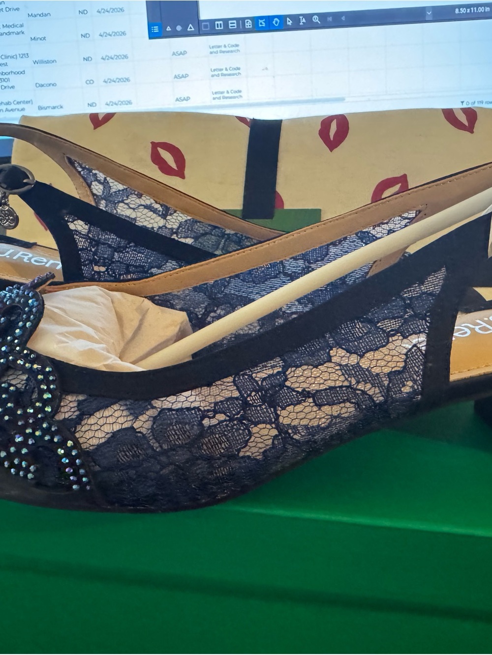 J. Renee Crystal embellished Navy Lace heel- @2 in square NWT prom wedding 10W - Picture 2 of 6